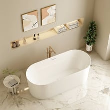 Amalfi 1190mm Gloss White Acrylic Freestanding Bath with Overflow